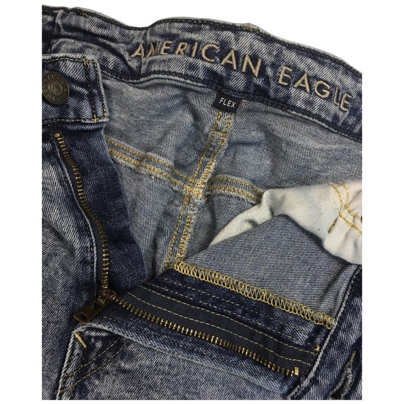 American Eagle Mens Size 38 Flex Slim Taper Distressed Stone Wash Denim Blue - Picture 6 of 14